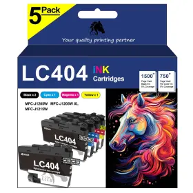 Mfc-j1215w Lituhorse B0c6ygj1n7 Lc404 Ink Cartridges For Brother Mfc-j1205w - 5-pack