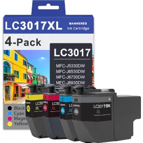 B0cn6nbp2c Manneres Lc3017 Xl Ink Cartridges Bk/c/m/y High Yield 4-pack For Brother Printers