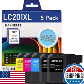 B0d3pk6ts7 Manneres Brother Lc201 Lc203 Xl Ink Cartridges 5-pk Black Cyan Magenta Yellow High Yield