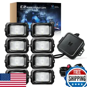 B08c7zwj4c Mictuning C2 Curved Rgbw Led Rock Lights - 8 Pods Underglow Multicolor With App Co