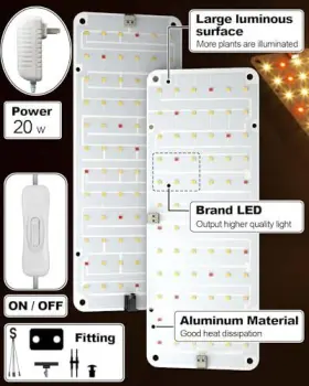 Gr-mw20w Mingfengkeji Grow Light 2pcs Ultra-thin Plant For Indoor Full Spectrum Red White #2