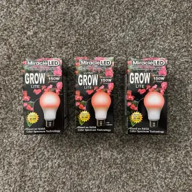 Miracle Led 700112144691 3 Pack Red Spectrum Indoor Blooming Grow Light Bulbs 150w From 12w