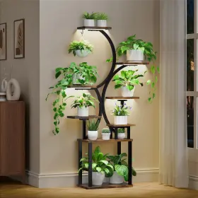 Ps002 Msfon Plant Stand Indoor With Grow Lights Sturdy Lighted Shelf For Gr