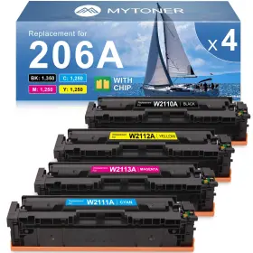 B0cgvc6wg1 Mytoner 206a Toner Cartridges 4pk With Chip For Hp M255 M282 M283