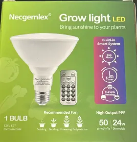 Npb-p38-24w-pro Necgemlex Full Spectrum Led Smart Grow Light With Remote Seeds And Greens