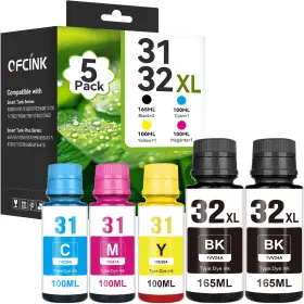 B0f8hv5k1d Ofcink Hp 31 32xl Ink Bottle Set Compatible With Smart Tank 5000 5101 7602 570 651 6001