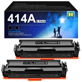 B0czhv964k Olorva 414a Black Toner Cartridge 2pk Compatible Hp 414x With Chip Laserjet Pro
