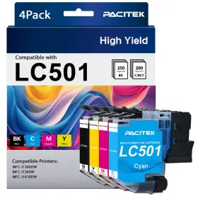 Pacitek B0frsbyj4n Lc501 Ink Cartridges Replacement For Brother Xl Hig