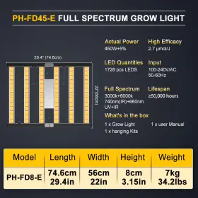 Fd-720w Phlizon 1000w 640w 450w 320w Grow Lights For Indoor Plants Flower Full Spectrum #2