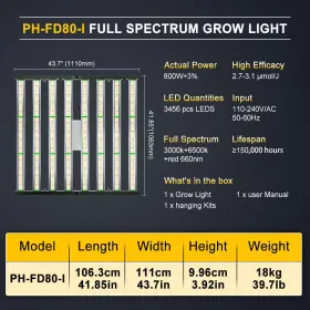Ph-fd800-i Phlizon Fd8000 Spider Led Grow Light Hydroponic Full Spectrum Indoor Veg Flower Plant Ir #2