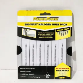 Power Phase 662956275644 250-watt 3.1-inch T3 Halogen Bulbs 6 Pack 4000 Hr. Bulb Life