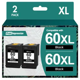 B0czp4pptx Printimpression 60xl Black Ink Cartridge Replacement For Hp 60 Hp60 - 2-pack High Yield
