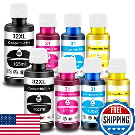 B0d59fs1h9 Pristar 8-pack 31 32xl Ink Bottles Compatible Hp Smart Tank 5000 6001 7001 Serie