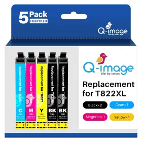 Q-image B0g2rtsp1p Q-image Refillable Ink Cartridges 822xl Combo Pack Compatible With T822xl Workfo