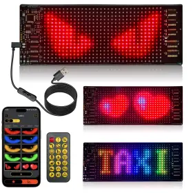 B0dx27xbml Qeeanmo Mini Led Sign For Car/motorcycle - Devil Eyes Flexible Programmable 7x3 Mat