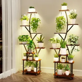 Pst01-2p Quikraen Plant Stand Indoor With Grow Lights 2 Pack Stands 8 Tiered 64 Inch T