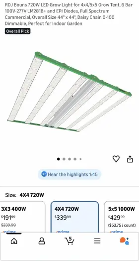 Tf7200 Rdj Bouns 720w Led Grow Light Full Spectrum Dimmable 44x44in Indoor