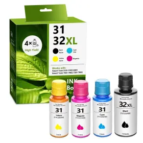 B0cp7y93qk Sanaif 32xl/31 Black Cyan Yellow Magenta High Yield Ink Refills 4-pack - 1vv24an 1vu26a