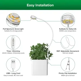 01-03-050502 Sansi 2 Pack Plant Grow Light Bulb Usb Led Flower Pot Clip Full Spectrum Dimmable Pc #3