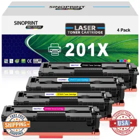 B0cnrm3n6l Sinoprint 201x 201a Toner Cartridges 4-pk Compatible Hp Color Laserjet Pro M277dw M252dw