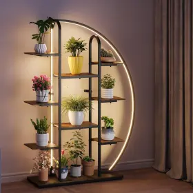Pcas-003 Sttoraboks Big Plant Stand Indoor With Grow Lights And Led Light 61 Inch Tall Metal