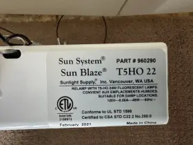 Sun System 960290 Blaze T5ho 22 Fluorescent Grow Light 120v White