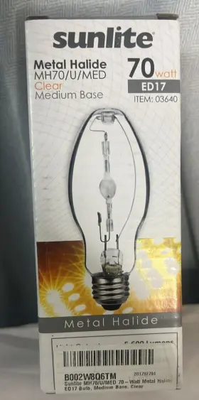 5600 Sunlite Mh70 70w Metal Halide Bulb Ed17 Medium Base Pulse Start Light Bulbs Lm-box Open #3