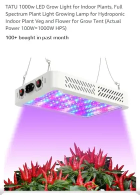 1000w Tatu 630808704192 Led Grow Light From Seedlings To Flower Both Are Less Than 5 Months Old