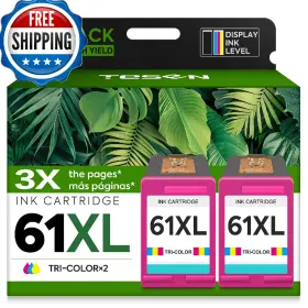 Tesen B0g13tmjyz Hp 61xl Color Ink Cartridges 2-pack For Envy Deskjet Officejet Printers