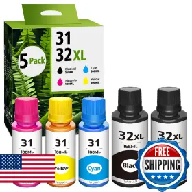 B0dymqynb9 Topcolor 32xl Black Ink Bottle For Hp Smart Tank 5000 5101 6001 7301 7602 Refill