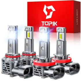 Ustopikyn1 Topik 9005 H11 Light Bulbs Combo 800% Brighter 32000lm 6500k Cool White Plug