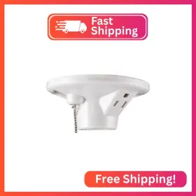 18305 Ultrapro Porcelain Light Socket With Outlet And Pull Chain Fixture