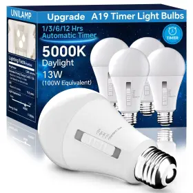 120vnata1903w13e26 Unilamp Timer Led Light Bulbs 4-pack 2 Mode Auto On/off 1h/3h/... Fast Ship