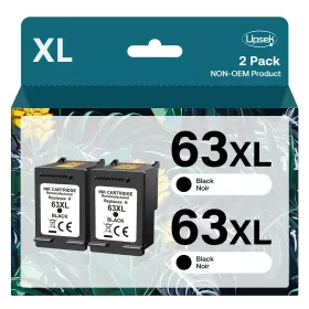 B0bsfn4yh1 Upsek 63xl Black Ink Cartridge 2-pack For Hp Officejet 4650 4652 Envy Deskjet