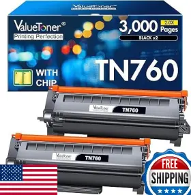 B09pdsp3l5 Valuetoner Tn760 Toner For Brother Tn-760 Tn730 High Yield Black 2-pack