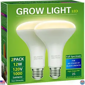 Br30 Visit The Briignite Store 2-pack Led Grow Light Bulbs - Full Spectrum 12w For Indoor Plants