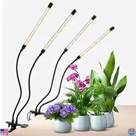 Gs-clip-4 Visit The Growstar Store Full Spectrum 4-head Clip-on Grow Lights With Timer And 10ft Cables - Set Of 2