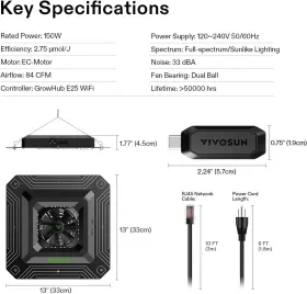 Vsa150se Vivosun Aerolight A150se 150w Led Grow Light With Growhub Controller E25 #2