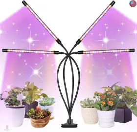 Lgl-4h-rby  Widicoko Led Grow Lights 4 Heads Red Blue White Full Spectrum Plants With Clamp