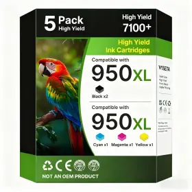 B0fbvn8418 Wiseta 950xl 951xl Ink Cartridges Combo Pack 5-pack Replacement For Hp Officejet Printe