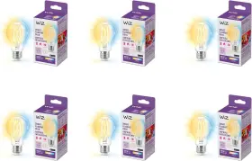 R603910-6 Wiz Connected Clear 60w A19 Tunable White Filament Led Smart Bulb - Pack Of 6 E26- Inch