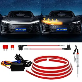 B0byp3qpzx Ym E-bright Dynamic Scan Start Up Hood Led Light Strip Sequential Turn Signal 70 Inch Amber/whit