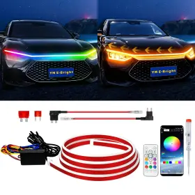 B0ccd9w891 Ym E-bright Rgb Hood Light Strip With Sequential Turn Signal Indicator Function Waterproof M