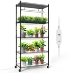 Bstrip Plant Shelf With Grow Light, Stand 5-TIER-LARGE, White. Fixed Price $250.65.