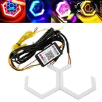 Qasim 80MM Hexagon Angel Eyes Rgb App Control Retrofit Car Motorcycle Light D.... Fixed Price $72.65.