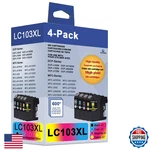 Brother LC103XL High Yield Ink Cartridges 4-PACK Black Cyan Magenta Yellow. Fixed Price $58.54.