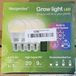 Necgemlex Led Grow Light Bulbs Full Spectrum Dimmable 9W E26/E27 4-PACK. Fixed Price $20.00.