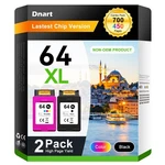 Dnart 64XL Ink Cartridge Combo (2 Pack) - Replacement For Hp Black/c. Fixed Price $74.99.