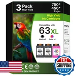 Hp Ink 63XL 3-PACK Black And Color Cartridges Replacement Officejet Deskjet Envy. Fixed Price $83.52.