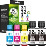 Hp 31 32XL Ink Bottle Set Compatible With Smart Tank 5000 5101 7602 570 651 6001. Fixed Price $52.84.